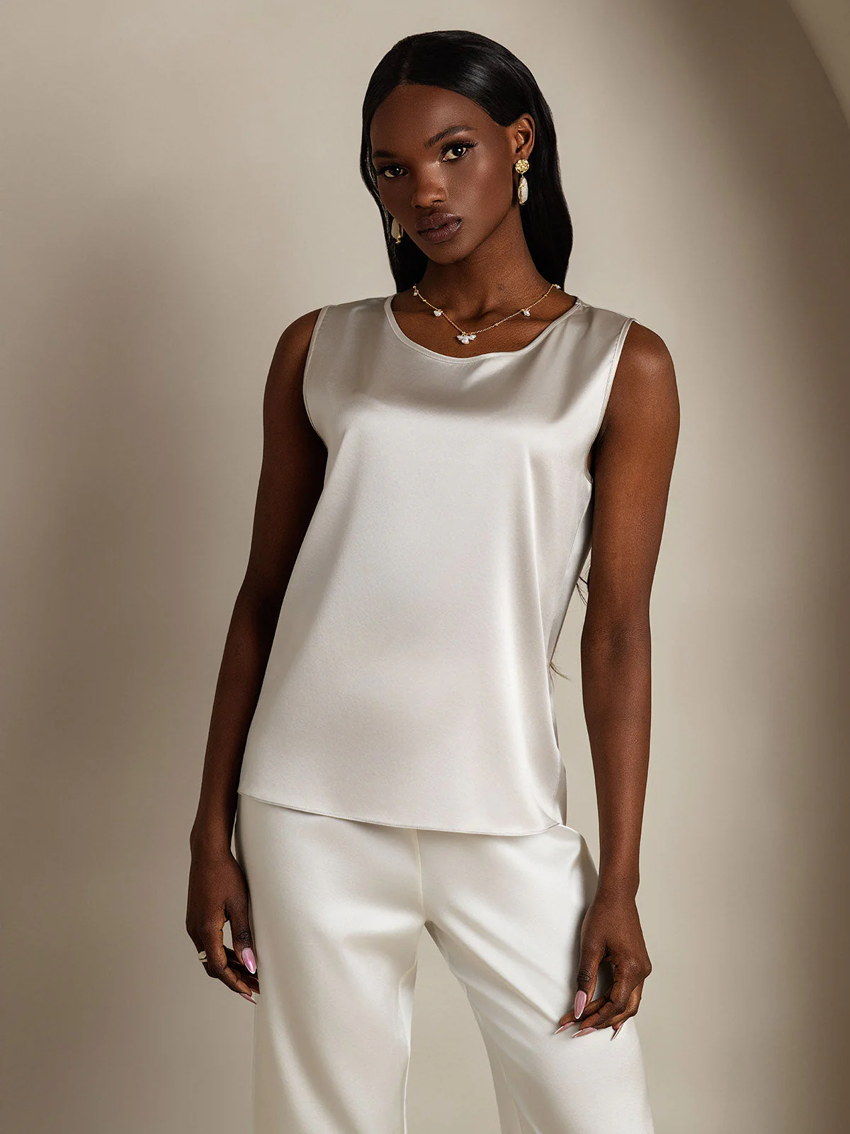 19Momme Silke Lounge Rund Hals Tanktop - Image 45