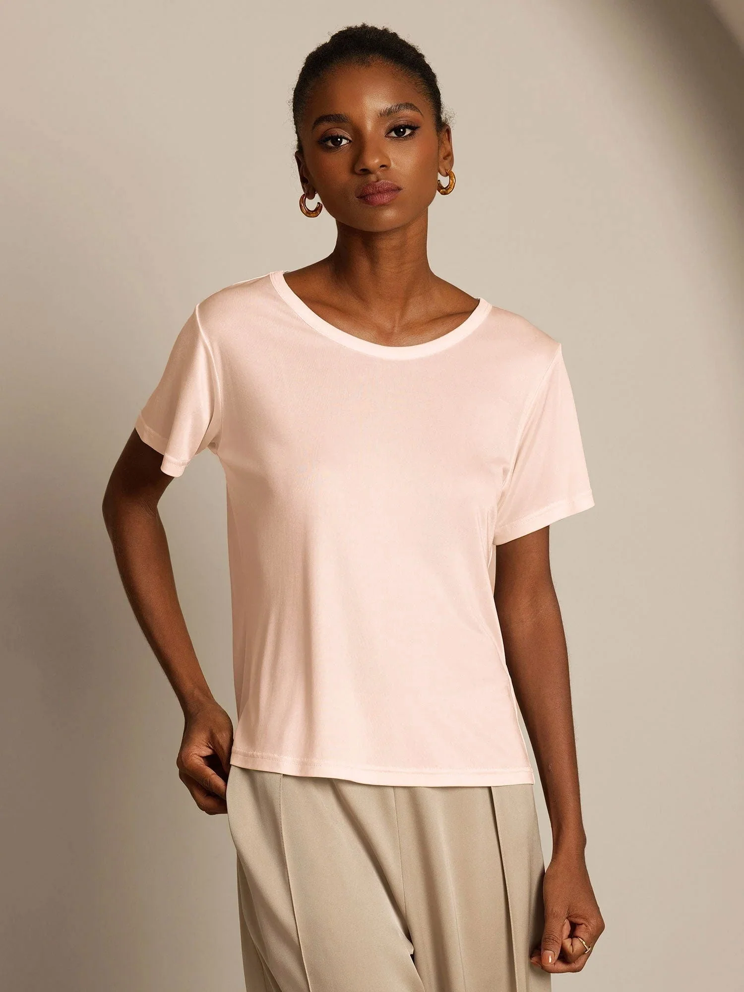 Ren Silke Rundhals Kortærmet Dame T-shirt - Image 16