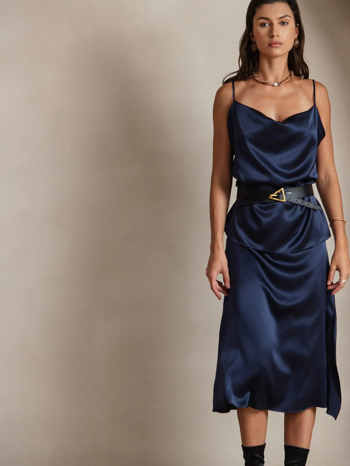 19Momme Silke Vandfaldskrage Spaghettistropper Camisole Top - Image 19