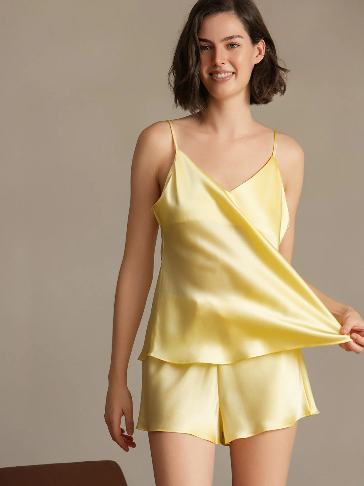Spaghetti Strop 100% Silke Camisole Sæt - Image 126