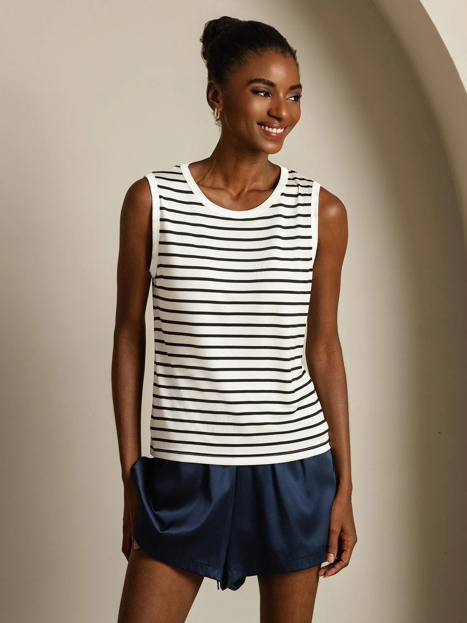 Dame Ren Silke Rund Hals Sportstribet Tanktop