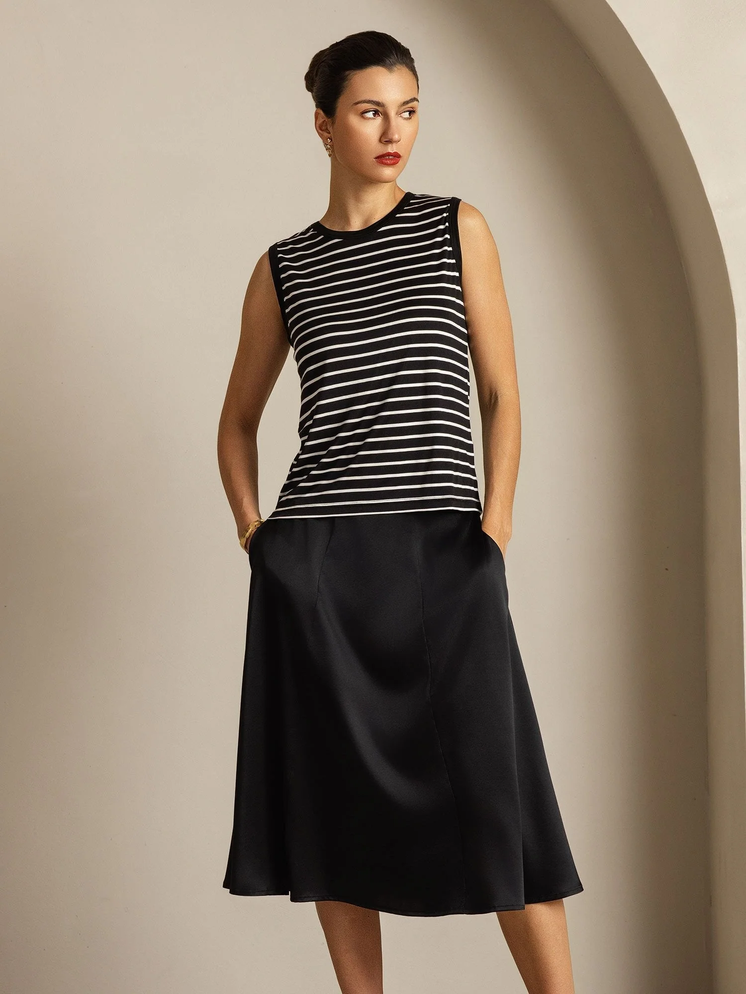 Dame Ren Silke Rund Hals Sportstribet Tanktop - Image 14