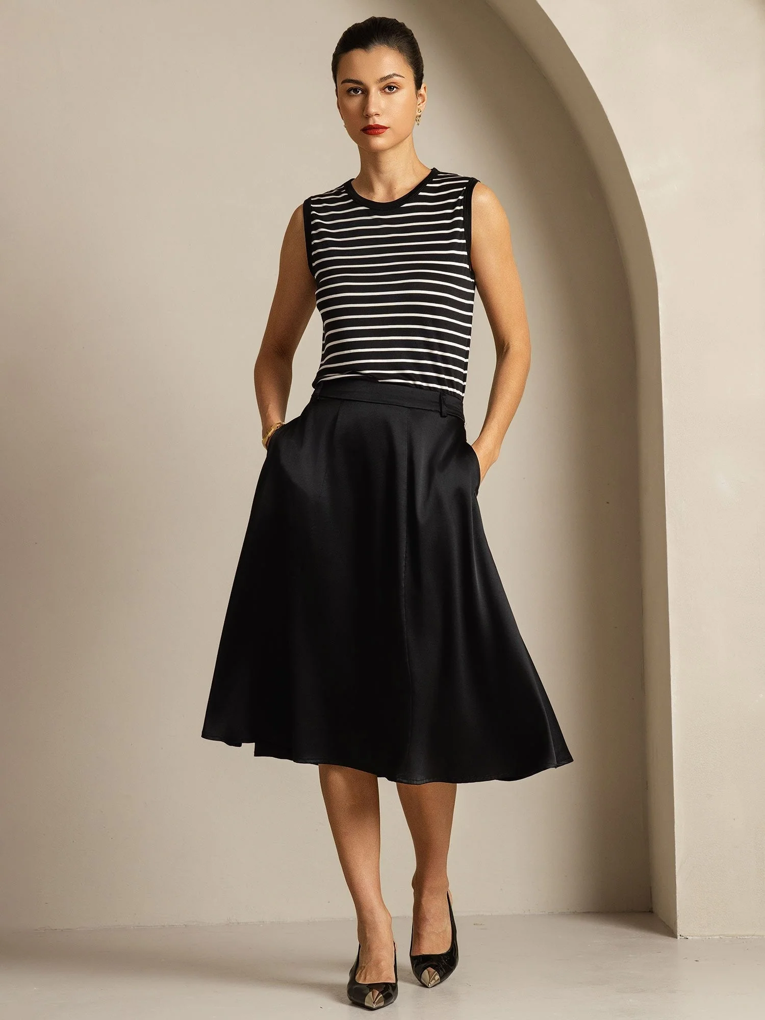 Dame Ren Silke Rund Hals Sportstribet Tanktop - Image 15