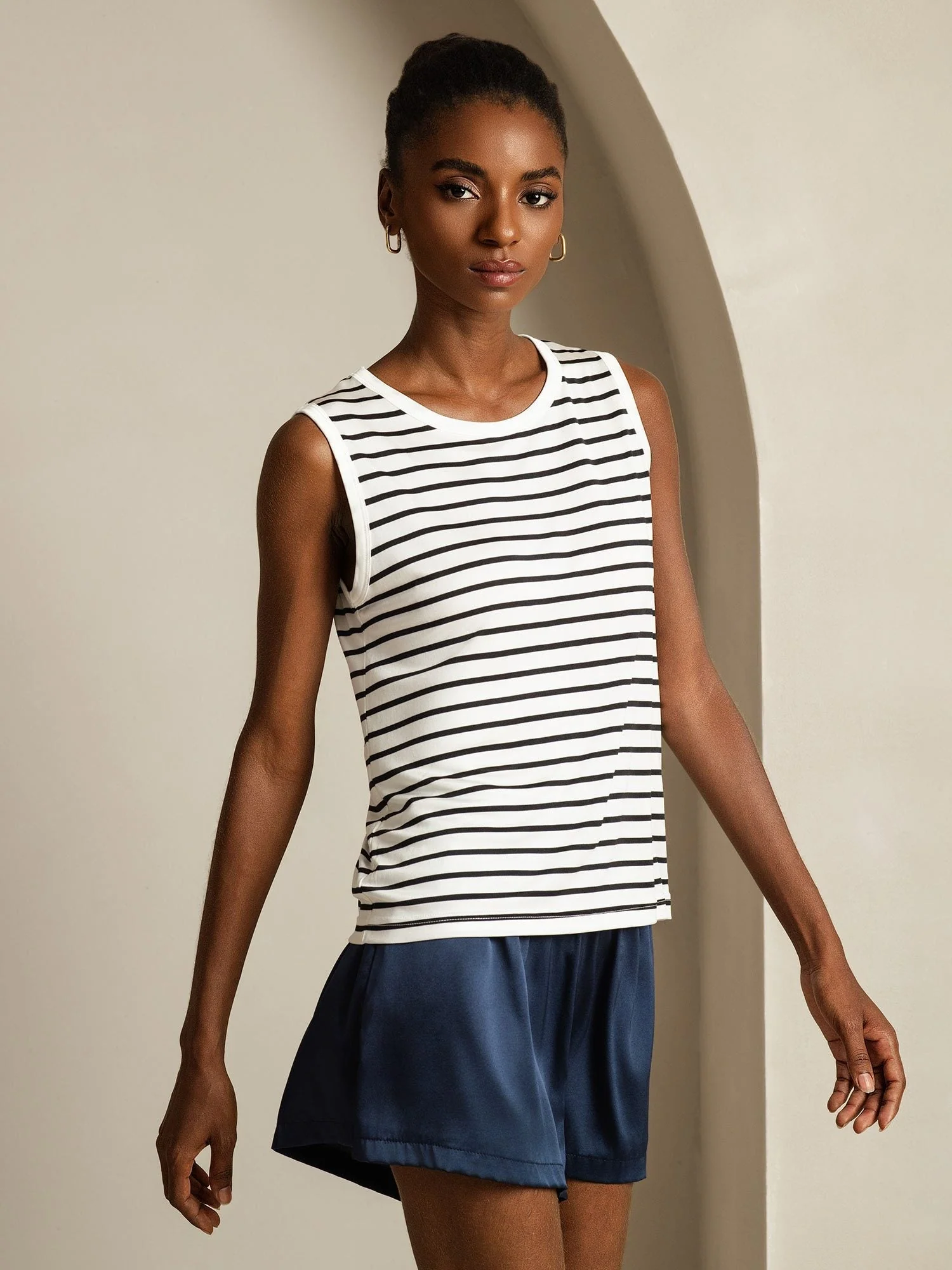 Dame Ren Silke Rund Hals Sportstribet Tanktop - Image 3