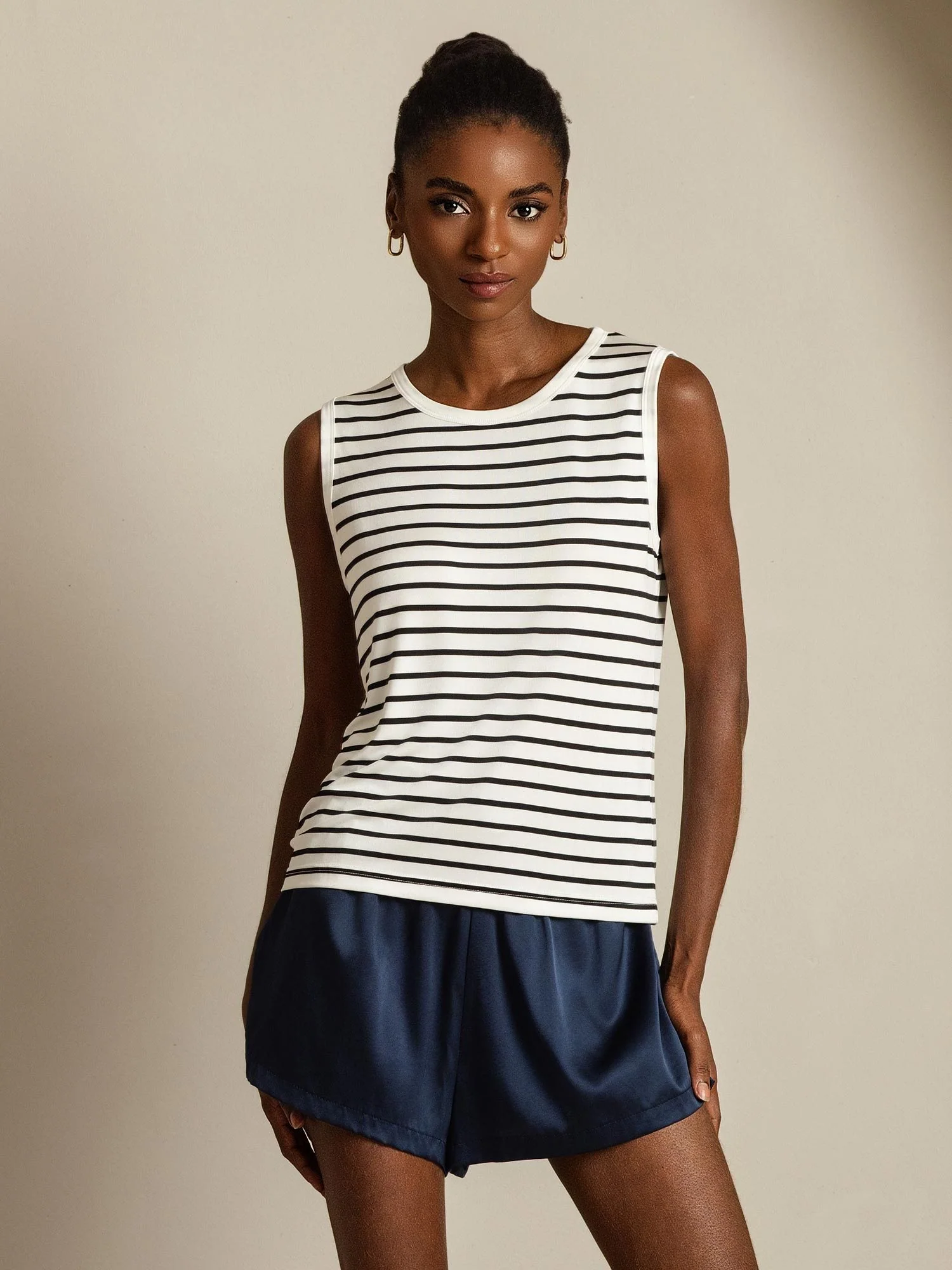 Dame Ren Silke Rund Hals Sportstribet Tanktop - Image 8