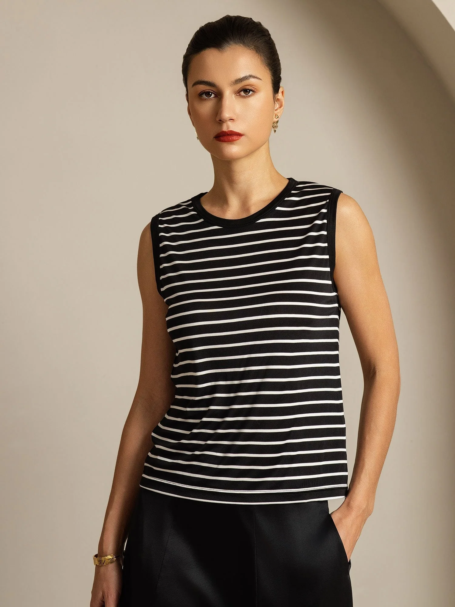 Dame Ren Silke Rund Hals Sportstribet Tanktop - Image 9